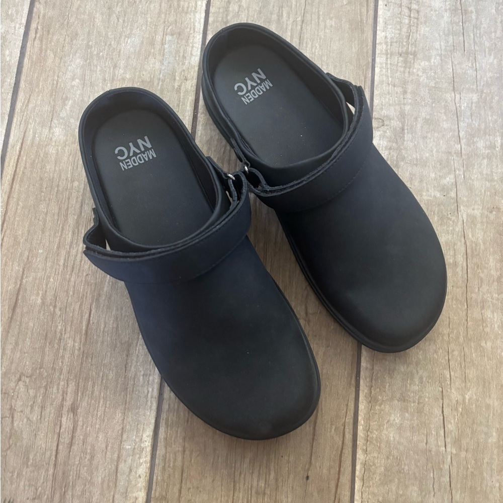 Madden NYC Black Slip-On Clog with Adjustable‎ Strap